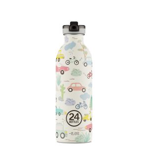 24Bottles Kindertrinkflasche aus Edelstahl Autos mit Sportcap 500ml Adventure Friends