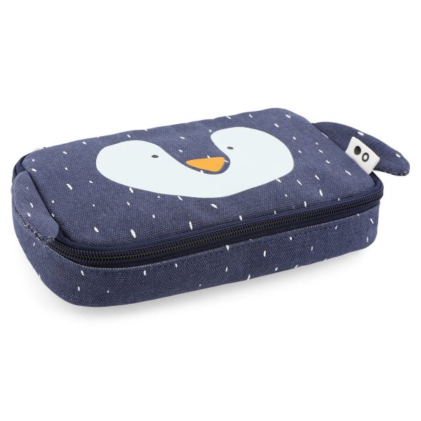 Trixie Federmäppchen Stifteetui aus Baumwolle blau mit Tiermotiv - Mr. Pinguin